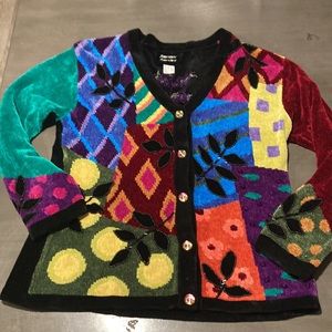 beautiful Sweater Sweater fall leaves colorful chenille L